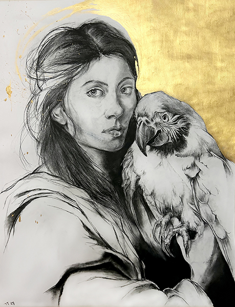 Woman with Parrot